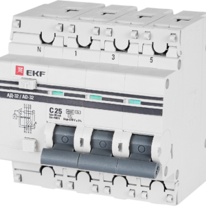 Дифференциальный автомат EKF АД-32 3P N C25 А 30 мА 4.5 кА АС