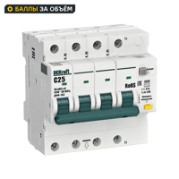 Дифференциальный автомат Dekraft ДИФ-103 3P+N C25 А 30 мА 6 кА AC 16403DEK