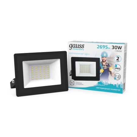 Прожектор светодиодный 30W 2695lm IP65 4000К 1/10 Gauss Elementary