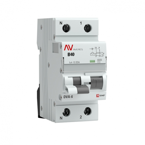 Дифференциальный автомат DVA-6 1P+N 40А (C)  30мА (AC) 6кА EKF AVERES